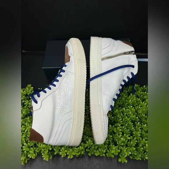 P448 Men White and Brown Suede High-Top Sneakers. Italian leather size 43 - Picture 5 of 13